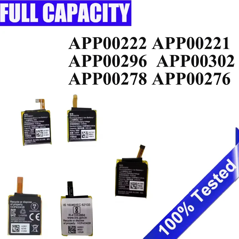 

Полный аккумулятор для Apack APP00296 для Fossil Gen 5/Fossil Julianna HR FTW6035 APP00276 APP00278 APP00221 APP00222 APP00302