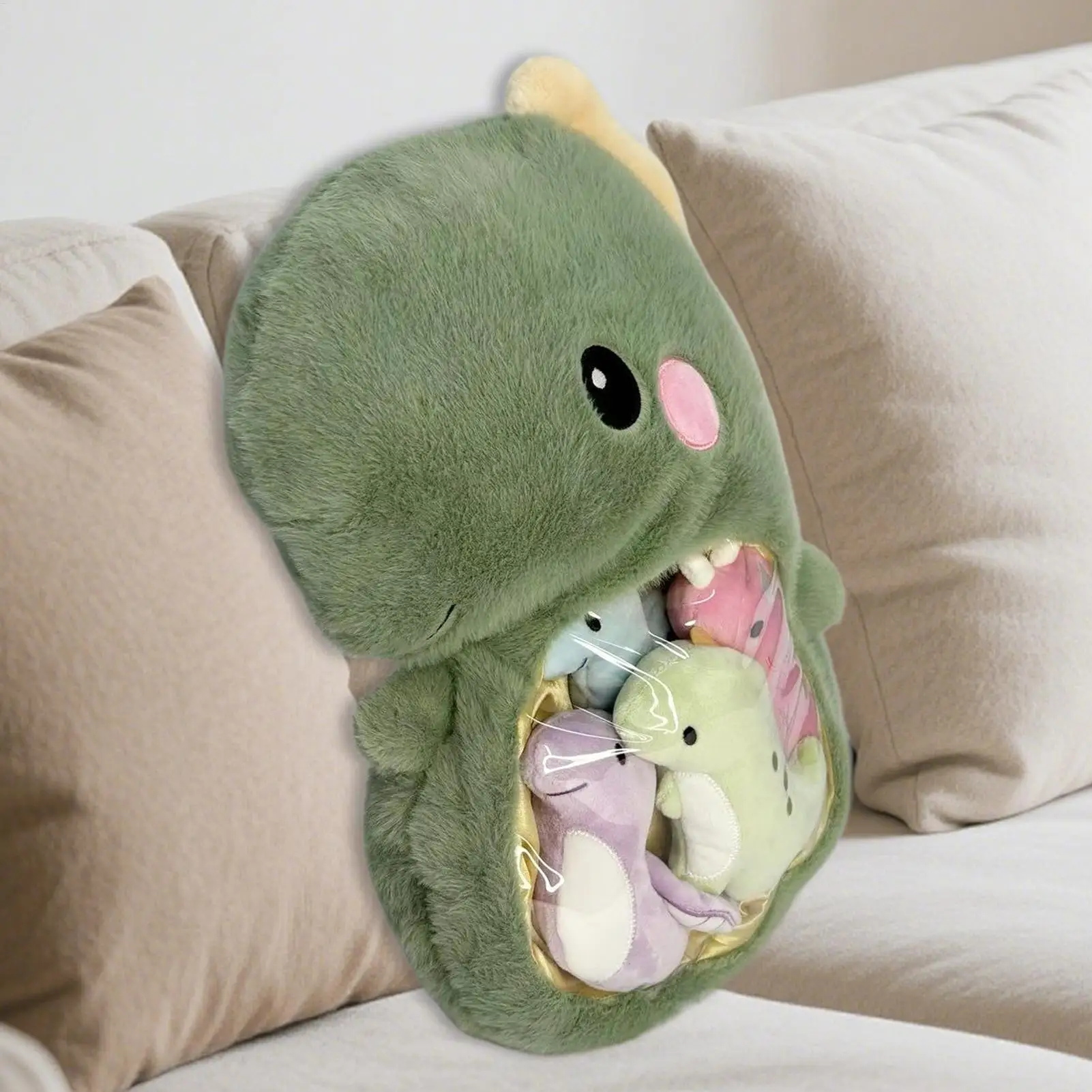 Gefüllter Dinosaurier-Plüsch, niedliches Stofftier, Plüschtier, umarmbare Puppe, Kinderzimmer, Dekoration, Kissen für Sofa, Bett, Couch, Auto, Stuhl, Schreibtisch