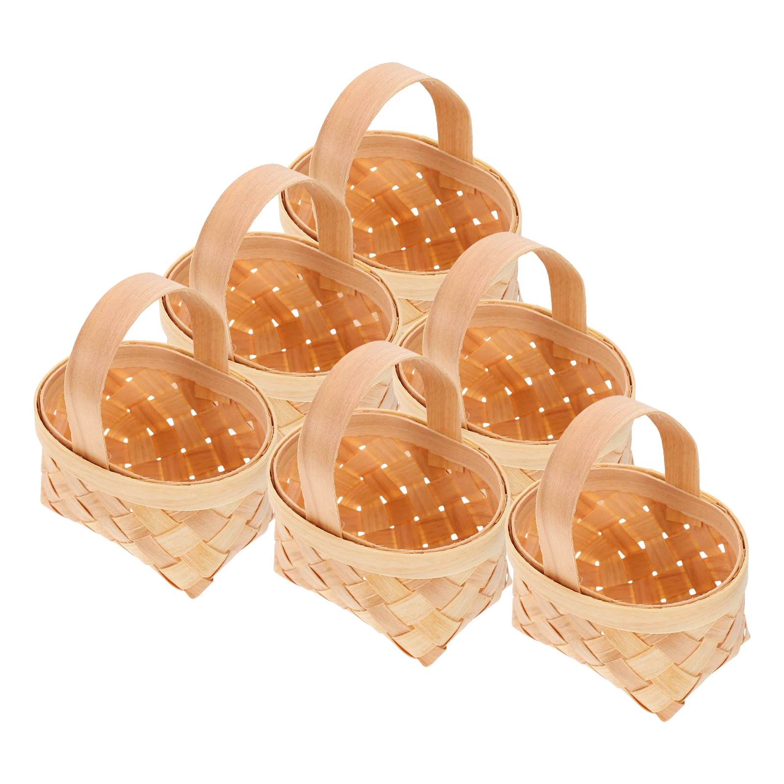 

6 Pcs Handmade Mini Wood Slice Baskets Handwoven Sturdy Storage Decorative Wooden Baskets for Presents