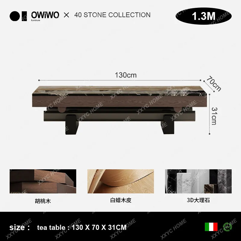 Light luxury modern rectangular coffee table living room home Italian minimalist marble pattern coffee table