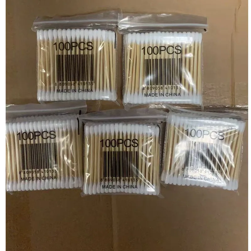 100/500 pz Doppia Testa Legno Tampone di Cotone Naso Orecchie Pulizia Donne Strumenti di Trucco Lipstik Germogli di Cotone Punta Bastoncillos Oidos