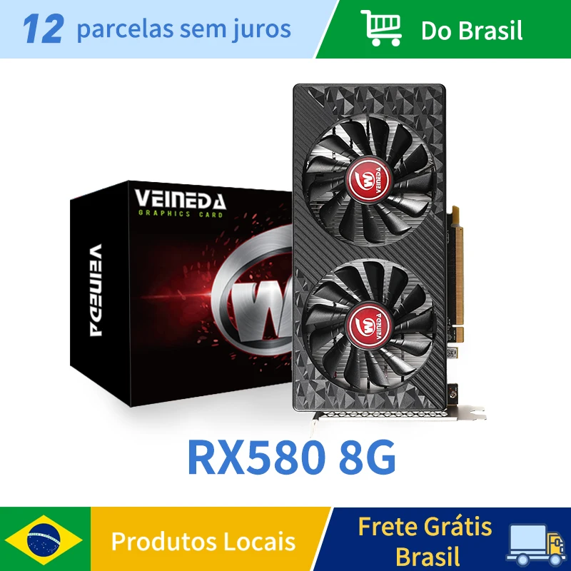 Tarjetas gráficas Veineda RX580 8GB DDR5 GPU rx 580 8GB tarjeta de vídeo para juegos de PC tarjeta de vídeo de juegos de escritorio para AMD Radeon restaurado