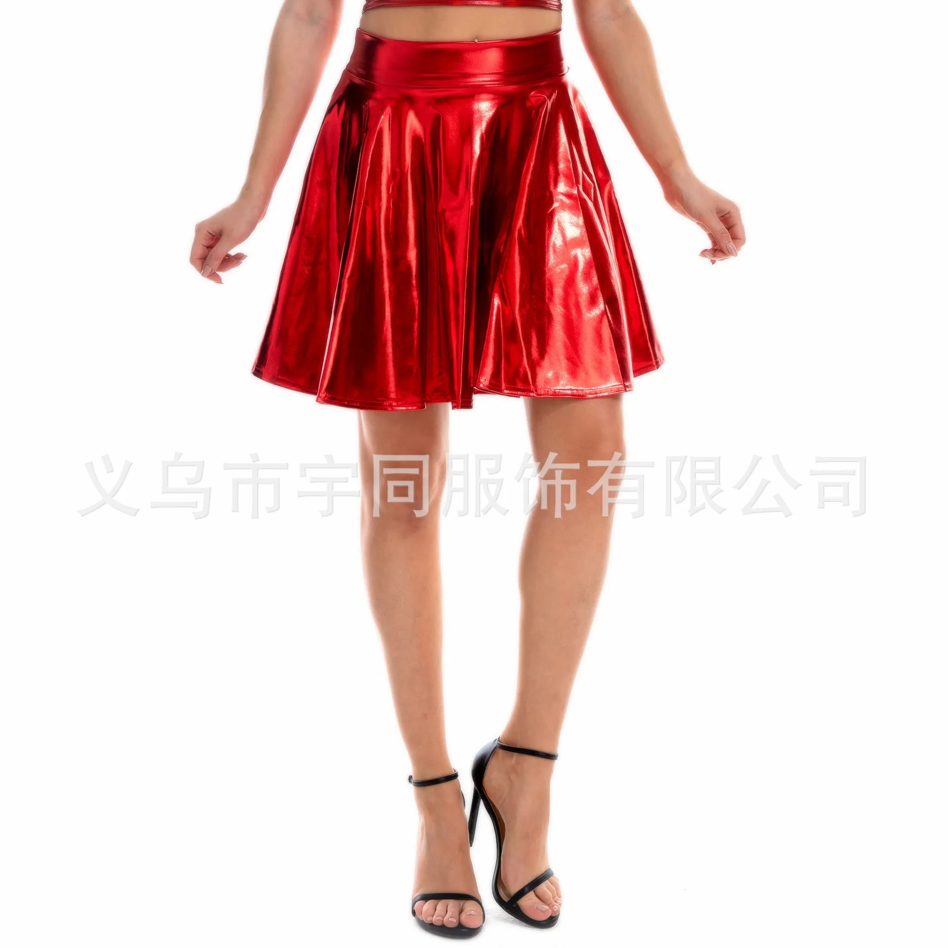 Summer Sexy Laser High Waist Mini PU Leather Skirt Club Party Dance Shiny Holographic Harajuku Skirt