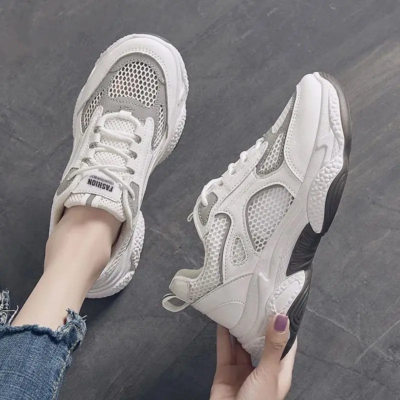 Ladies Sneaker Thick Sole Sport Running Platform Shoes Women Heightening Shoes Sneakers Fashion Mesh Breathable Casual