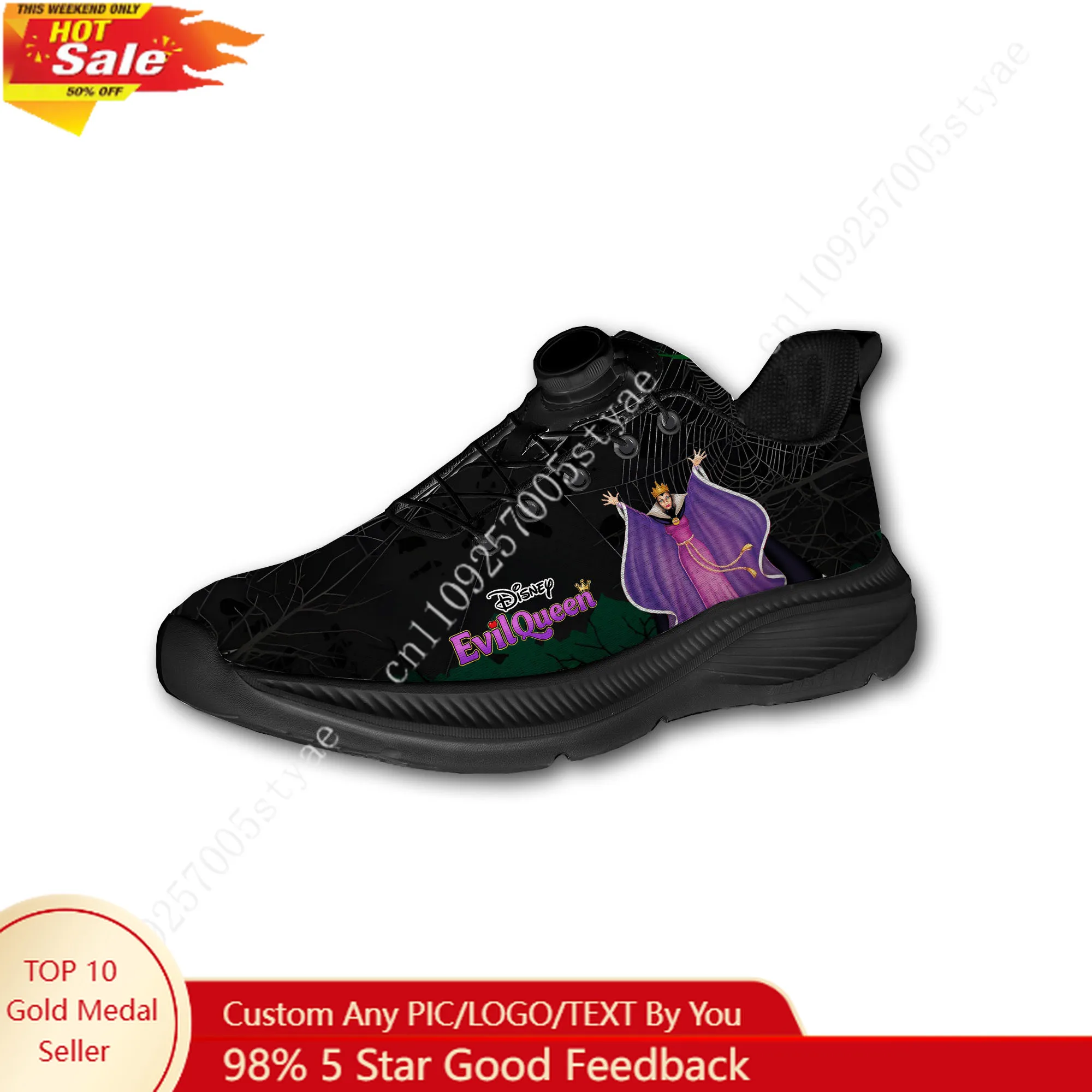 

Evil Queen Sport Shoes Custom Men Woman Rotating Button No Tie Shoes Design Photo Logo Text Soft Sneakers Unisex Holiday Gifts