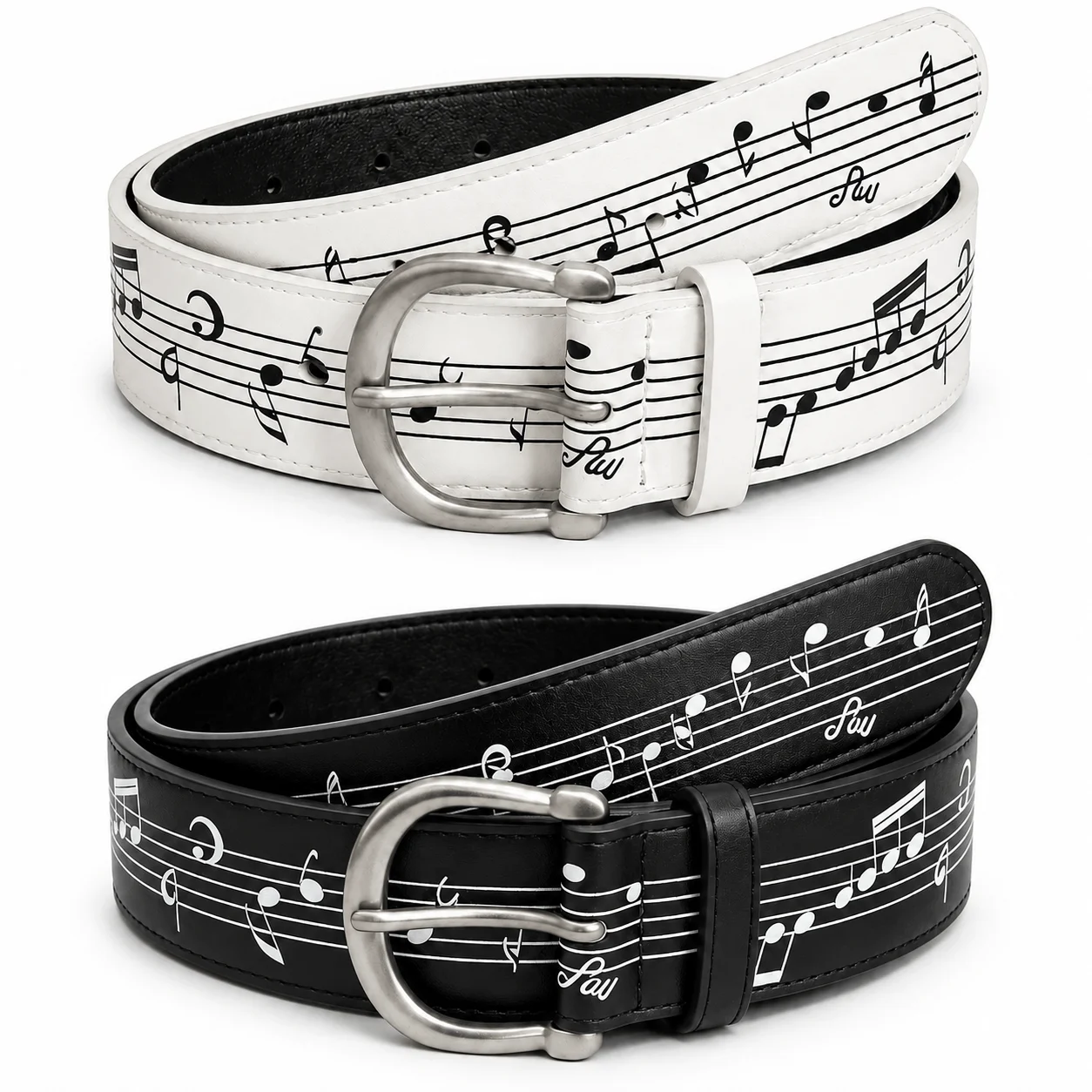 Music Themed Printed Needle Buckle Belt for Music Enthusiasts, Artistic Personalized Dress Up Gift for Friends Family, Birthday