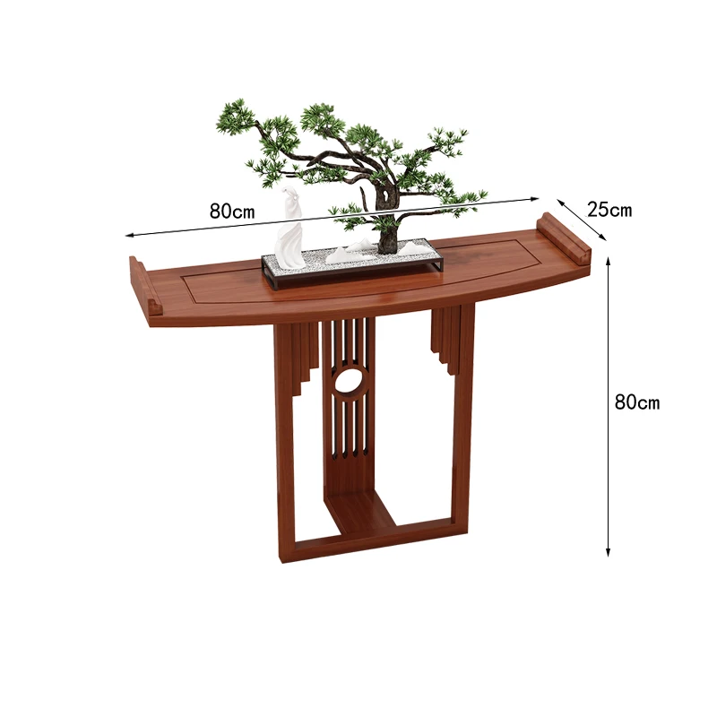 

New Chinese-style solid wood semi-round entrance table against the wall, ultra-narrow entry strip at the end of the corridor