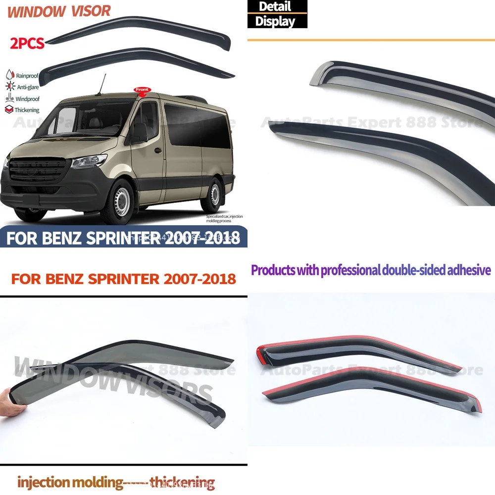 Deflector de Lluvia para Ventana de Mercedes Sprinter, Toldo para Techo de Furgoneta, Visera Lateral para Ventana, Modificación, Mejora, Elegante y Duradero
