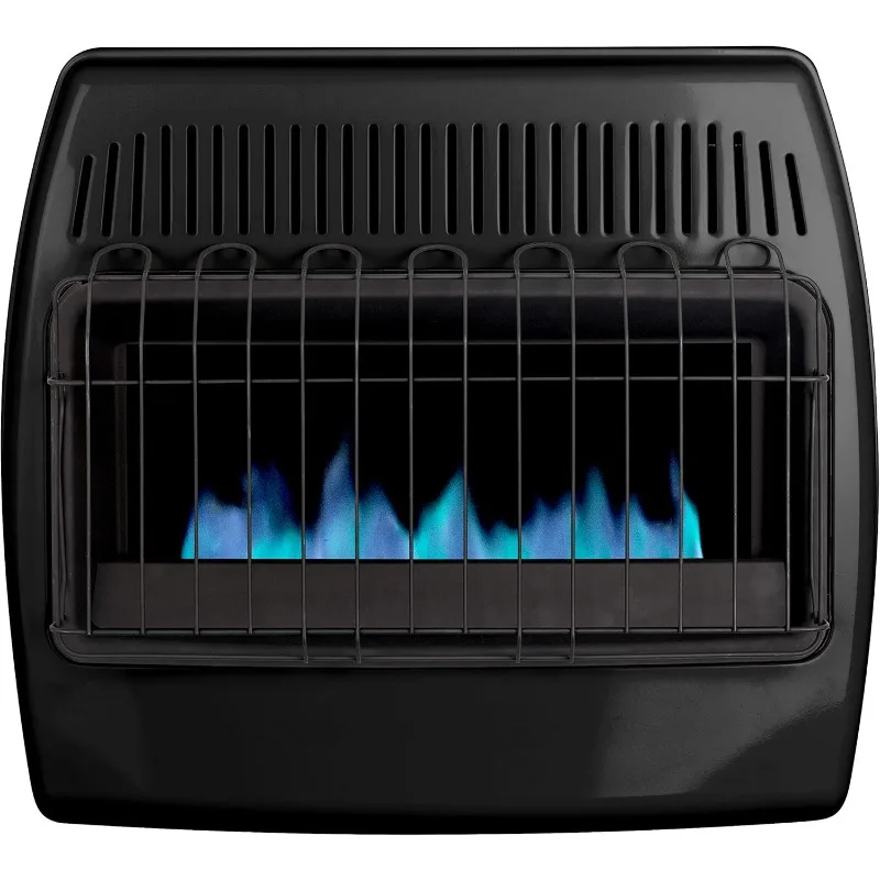 Garagem termostática Vent, parede aquecedor livre, chama azul, preto, 30.000 BTU