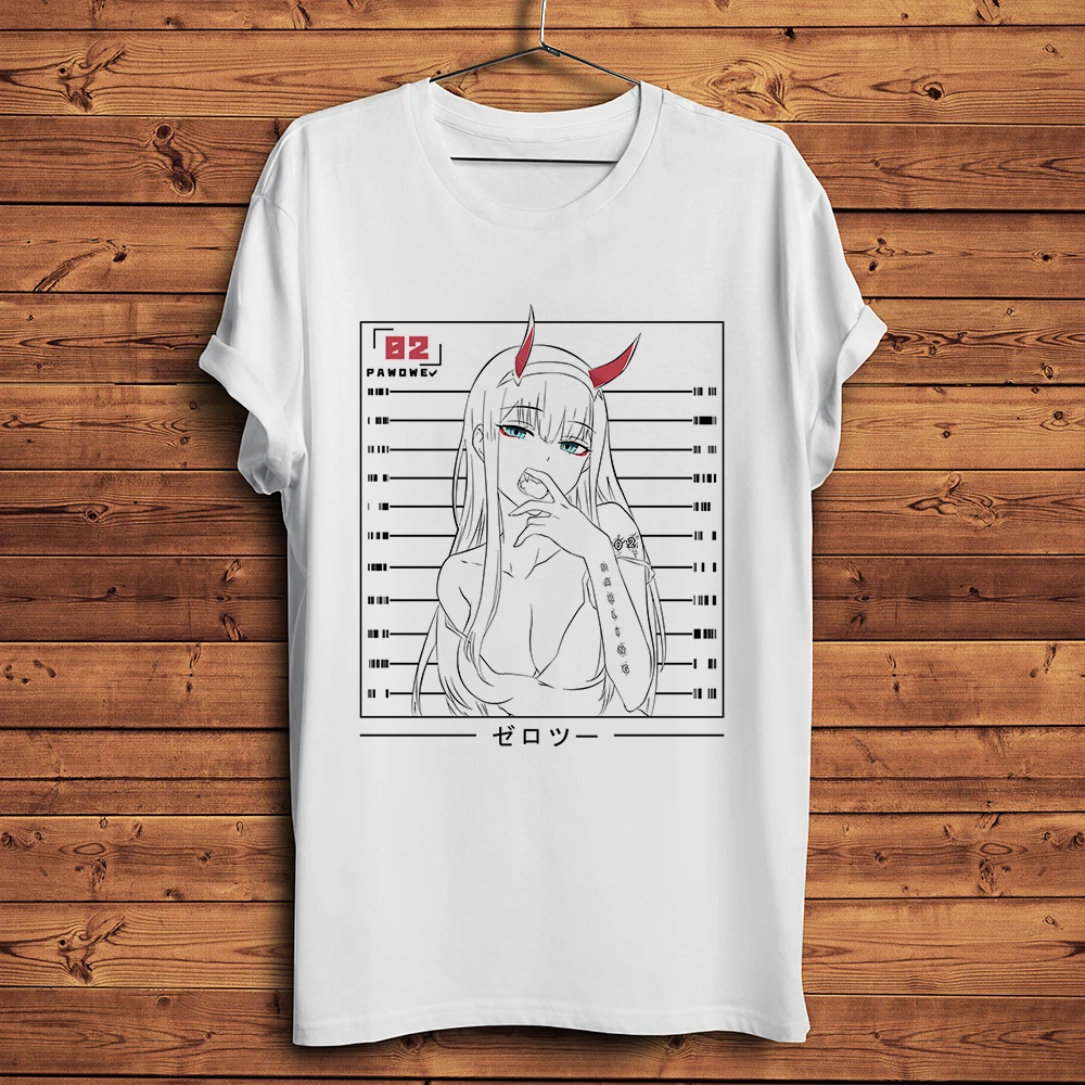 DARLING in FRANXX,Kawaii Waifu, ZERO TWO 02, Funny Anime Tshirt ,Men White Casual T-Shirt ,Unisex Otaku Streetwear tee