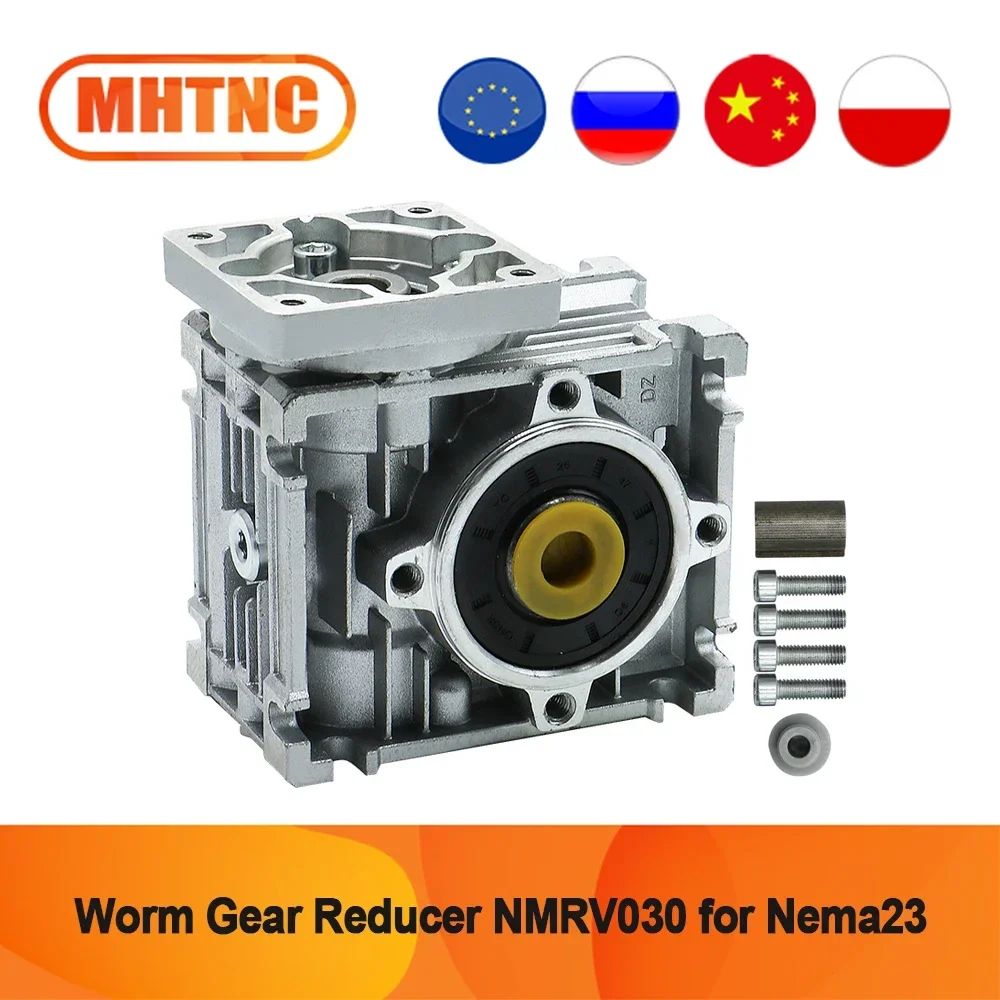 Worm Gear Reducer NMRV030 High Torque Gearbox Reducer Input 11mm Output 14mm Gear Ratio 5:1 To 80:1 Suitable for Nema23 Motor