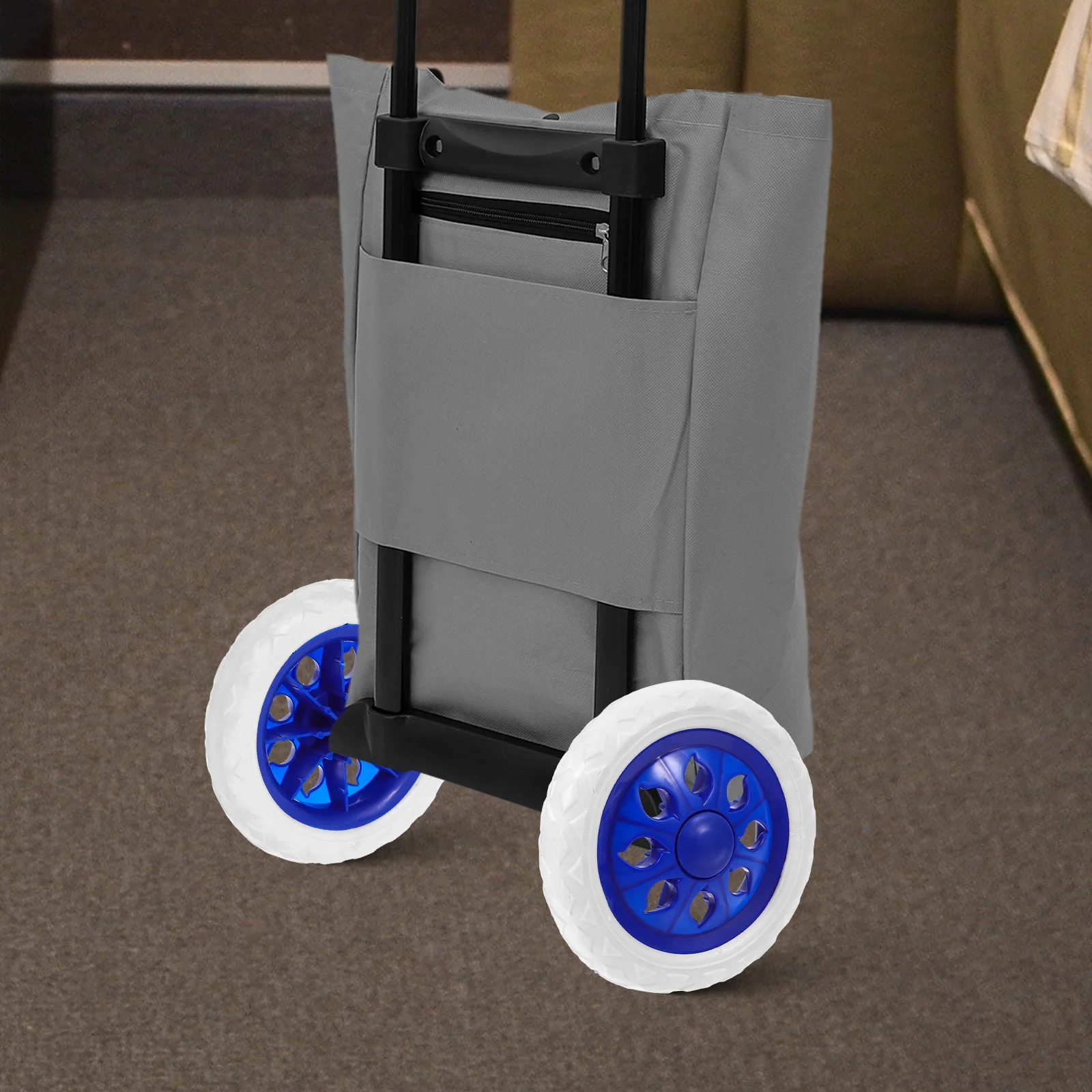 2 Pcs Folding Shopping Cart Heavy Duty Wheels Grocery Small Trailer Basket Replacement Blue