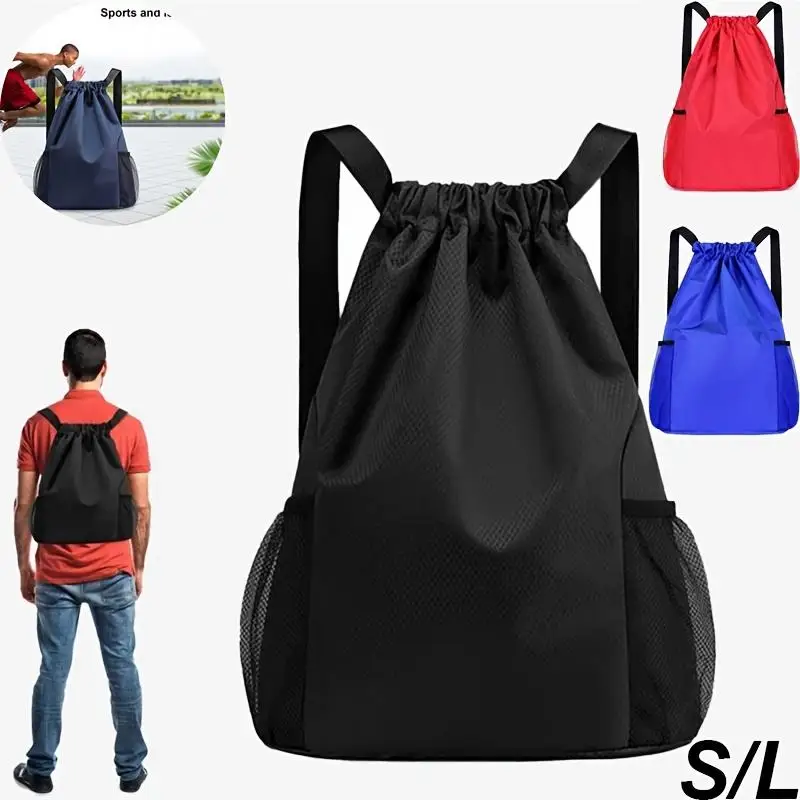 Women Men Backpacks Large Capacity Bundle Pocket Strap Pocket Drawstring Bag Sports Casual Backpack Solid Color Travel Bags