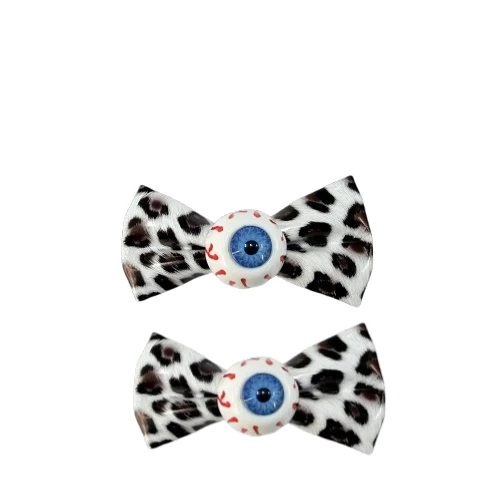 Colorful Leopard Bow Hair Clip, Creative Cosplay Accessory