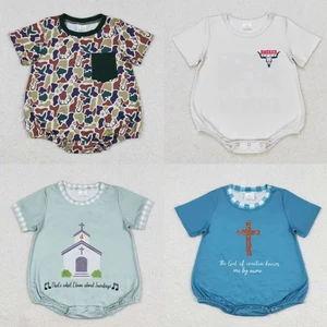 Recém-nascido mangas curtas bolha bodysuit de uma peça, bebê menino criança vaca camo patos macacão, roupas infantis, macacão por atacado 10 principais vendas roupas de bebe no atacado - №4