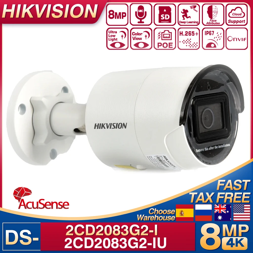 

Hikvision DS-2CD2085G1-I 8MP POE IP Camera DS-2CD2083G2-IU IR IP67 Built-in Mic Security for Home Replace Bullet Network Camera