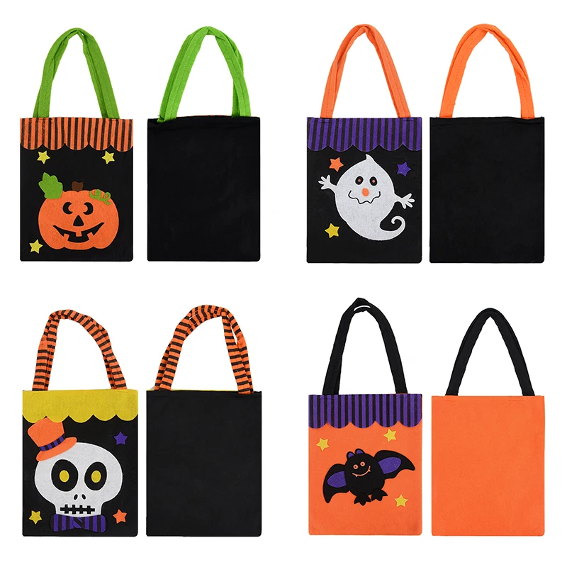 

1pcs Halloween Non-woven Tote Bags Pumpkin Ghost Spider Bat Handle Candy Decor Bag Halloween Trick Or Treat Snack Storage Bags