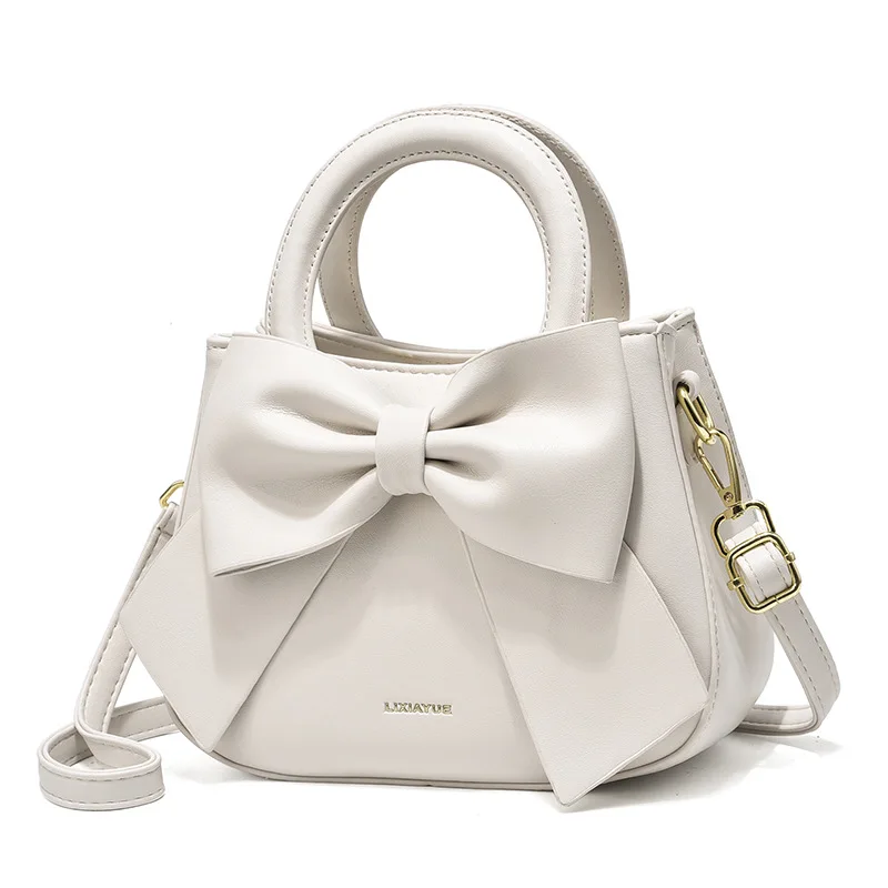 Fashion Casual Handbags For Women Cute Bow Black White Blue Kahki PU Handbag Trendy Daily Shoulder Underarm Bags bolsa feminina
