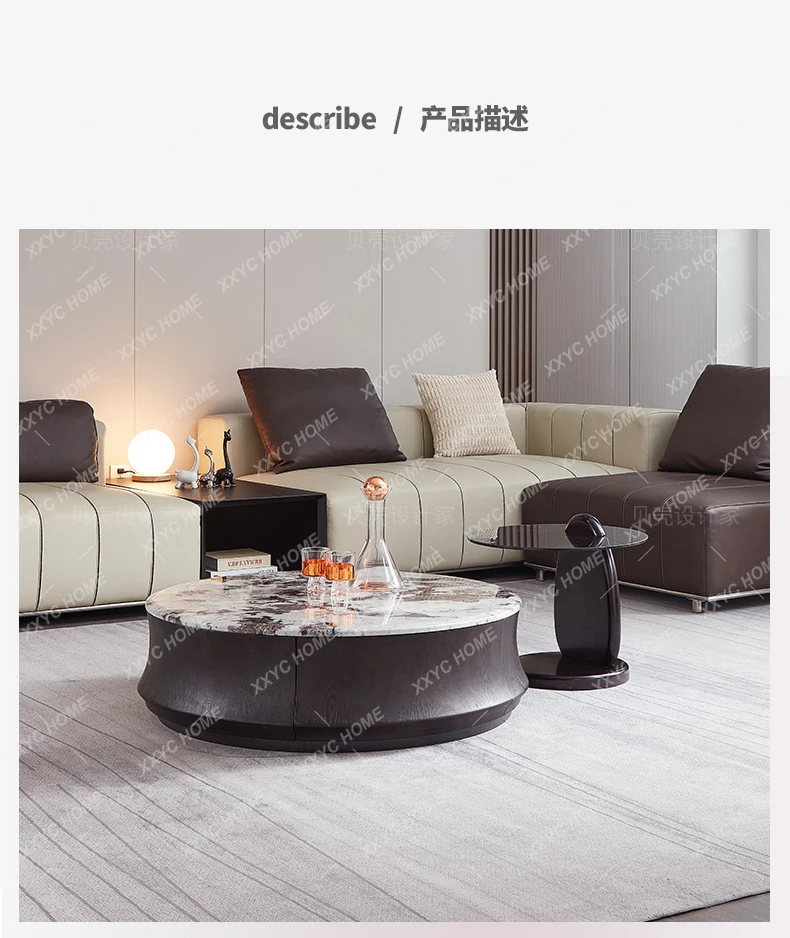 AANew Marble Coffee Table Italian Minimalist Home Living Room Modern High-end Round Coffee Table