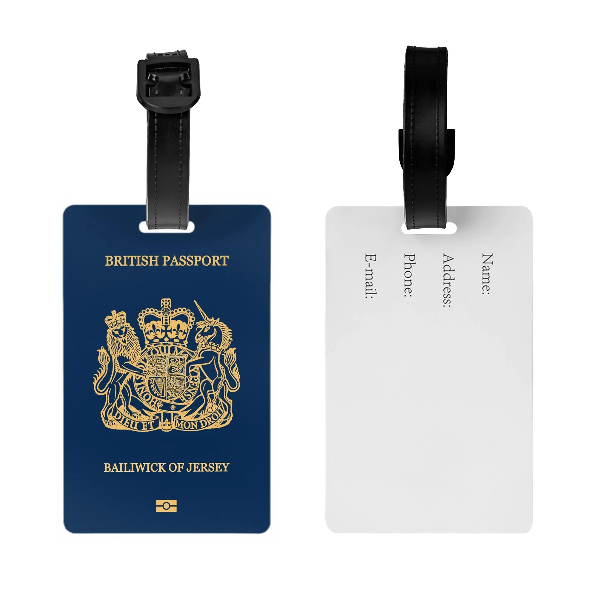 Custom Jersey British passport Luggage Tag With Name Card  Privacy Cover ID Label for Travel Bag Suitcase