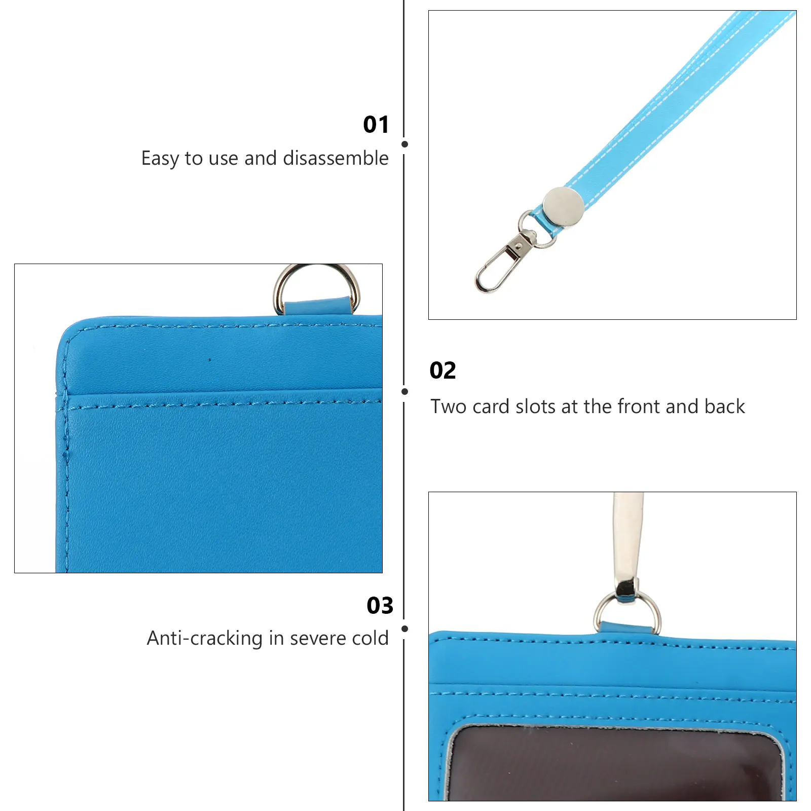 

1pc ID Blue Business Card Lanyards Id Badge Holders Two Slots Metal Badge Holders Zinc Alloy