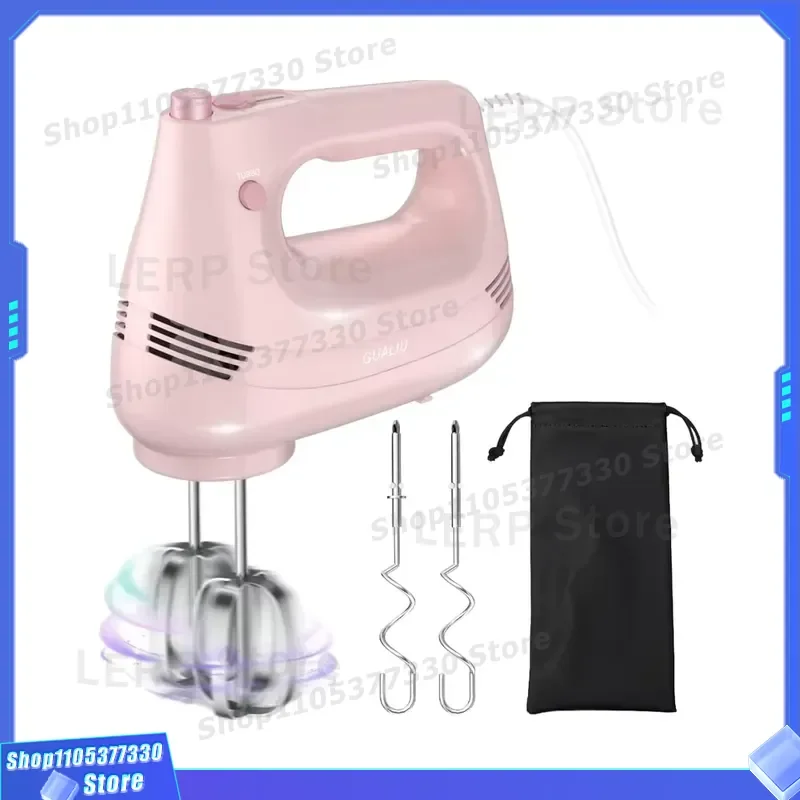 Gualiu Stainless Steel Electric Hand Mixer with Dough Hook Egg Beater Accessories and Storage Bag for Baking Cake Cream Food