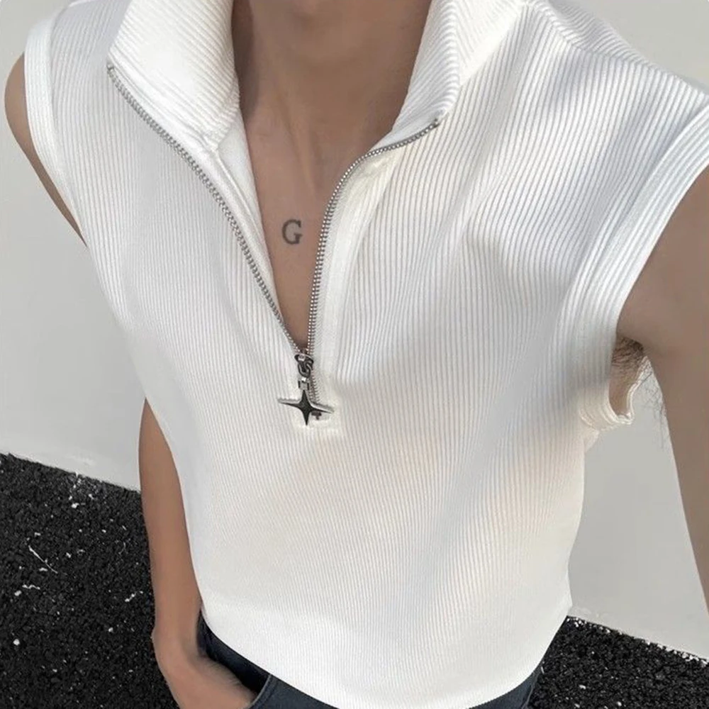 Mens Vest Five-Pointed Star Shoulder Pad Vest Spring/Summer Streetwear Fashion Sleeveless T-Shirt Old Money Men'S Clothing 2025