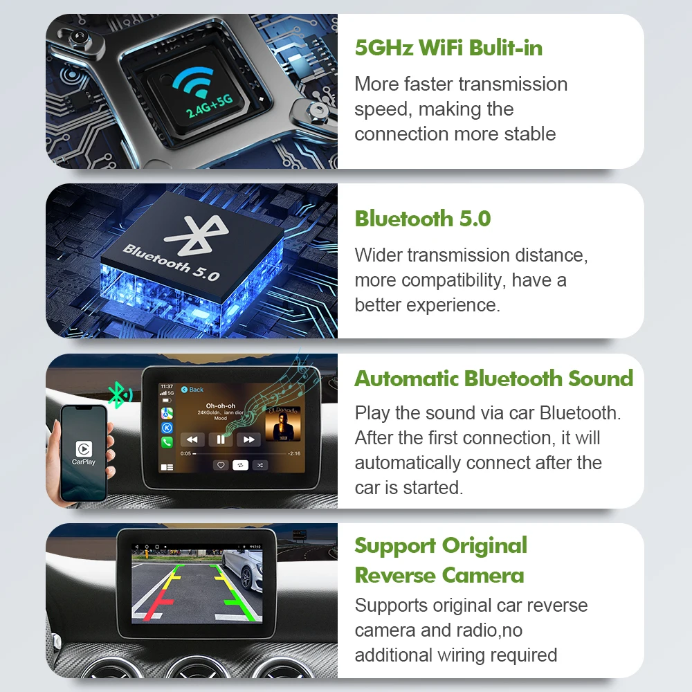 EBILAEN Wireless Carplay box For Mercedes Benz A B C CLA GLA GLK CLS GLE W205 W204 W246 ML NTG 5.0 5.1 5.2 Android Auto Module