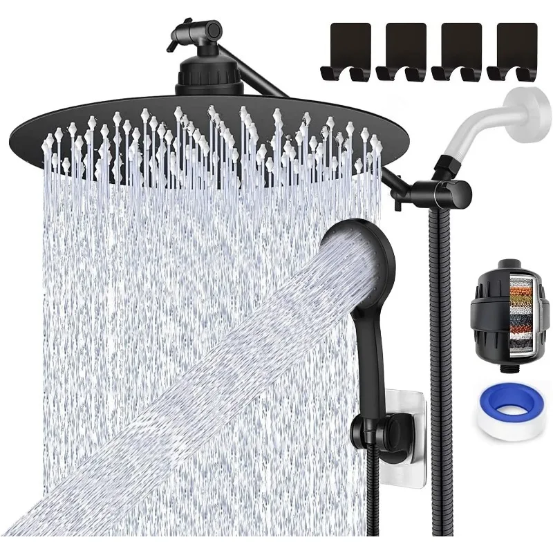 Imagem -05 - Rain Shower Head com Handheld Spray Rainfall Shower Head Combo One-piece Braço de Extensão Acessórios do Banheiro