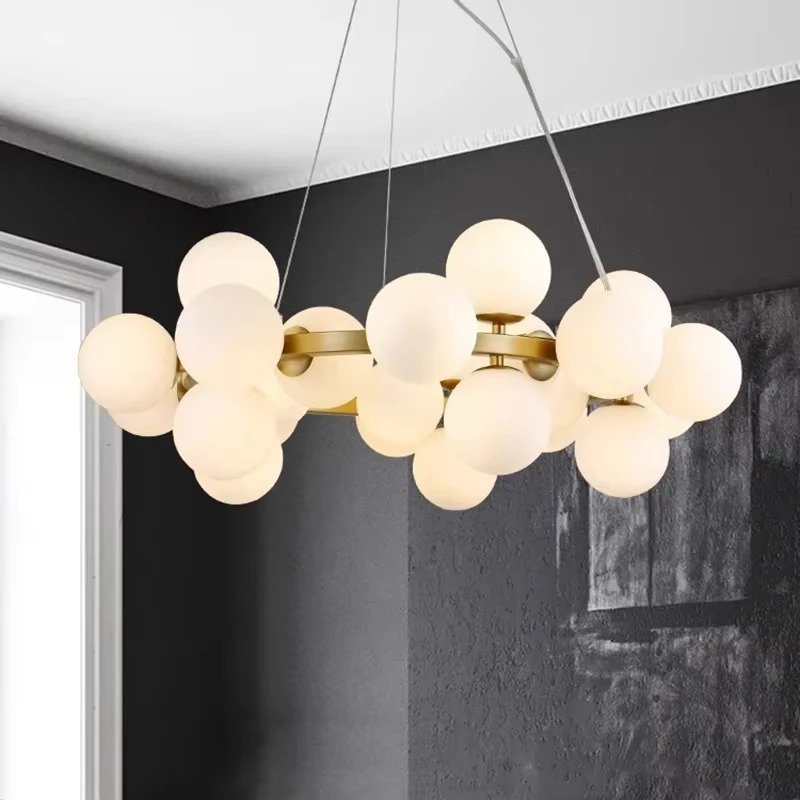 Modern Glass Bubble Pendant Lamp Round Chandelier Light Fixture for living room dining room Bedroom Kitchen