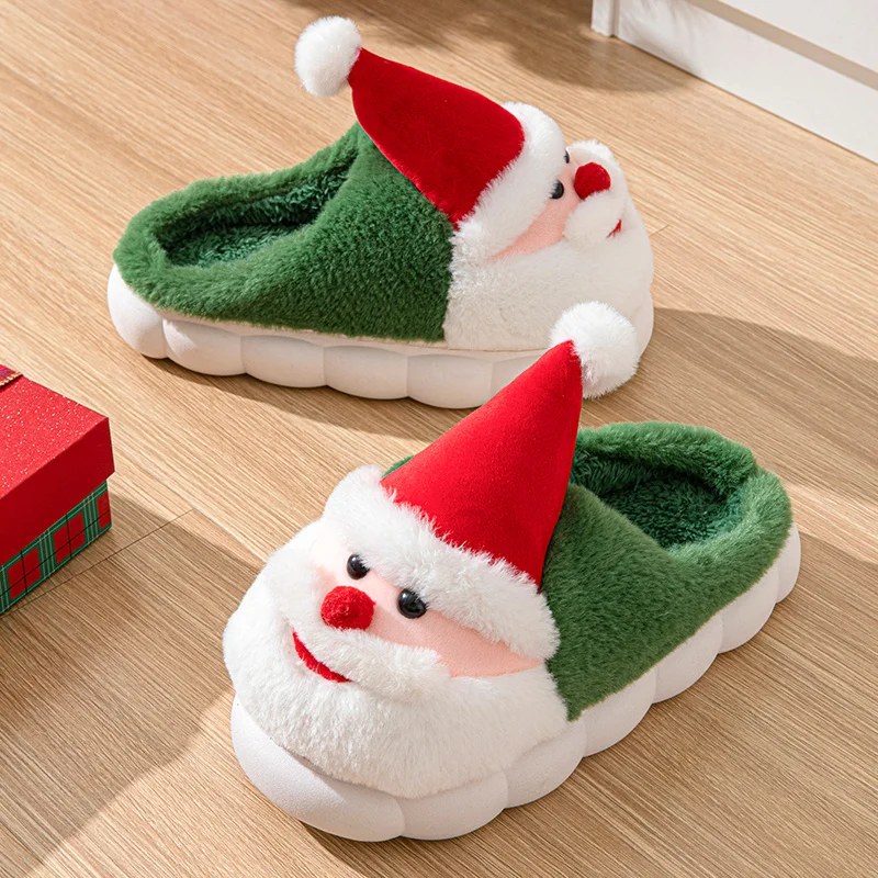 New Fashion Christmas Slippers for Men Women Warm Plush Winter Slippers Women Comfort Platform Indoor Slippers Pantuflas Mujer