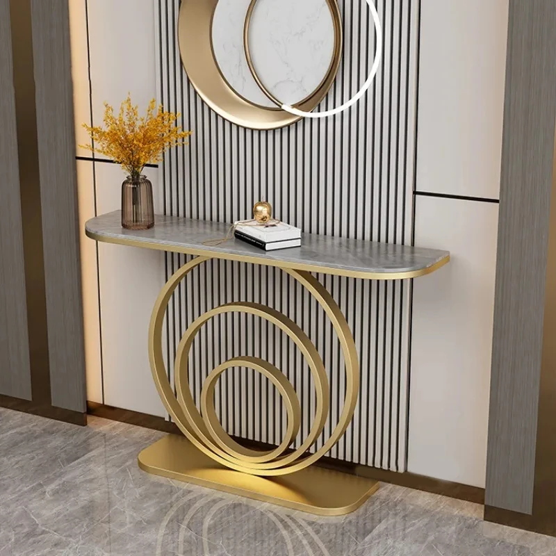 Minimalist Iron Console Tables Slate Narrow Side Table Corridor Entry Italian End View Desk with Light Entrance Furniture F image 5