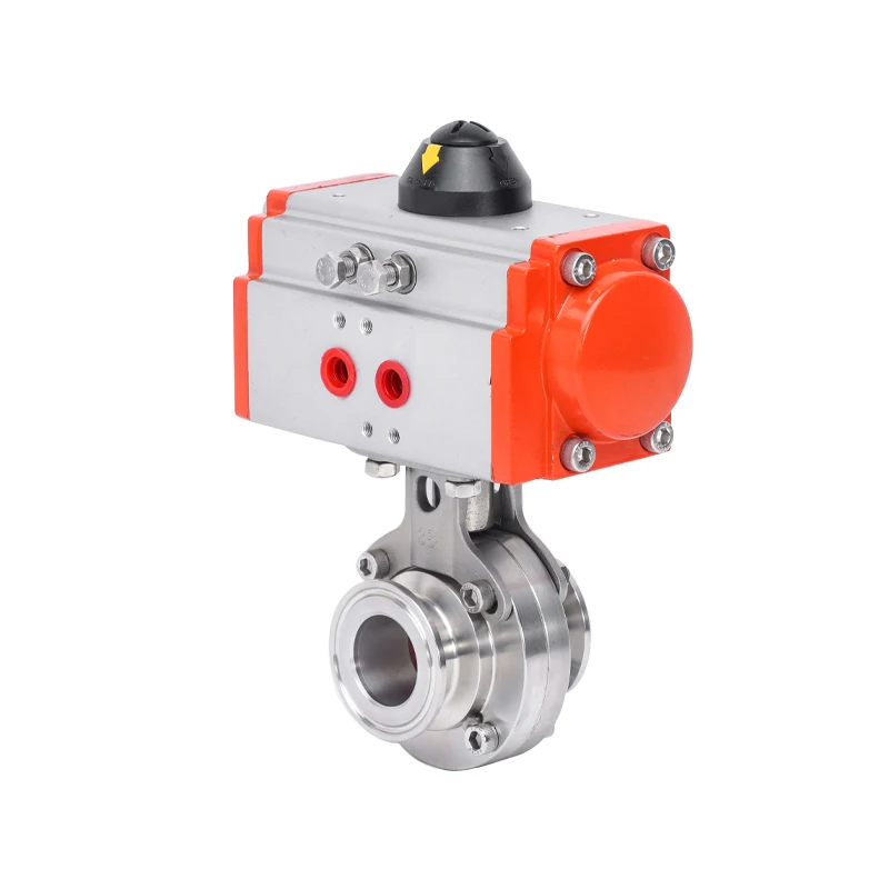 Pneumatic quick opening butterfly valve 304 stainless steel sanitary horizontal clamp chuck butterfly valve 316L pneumatic quick