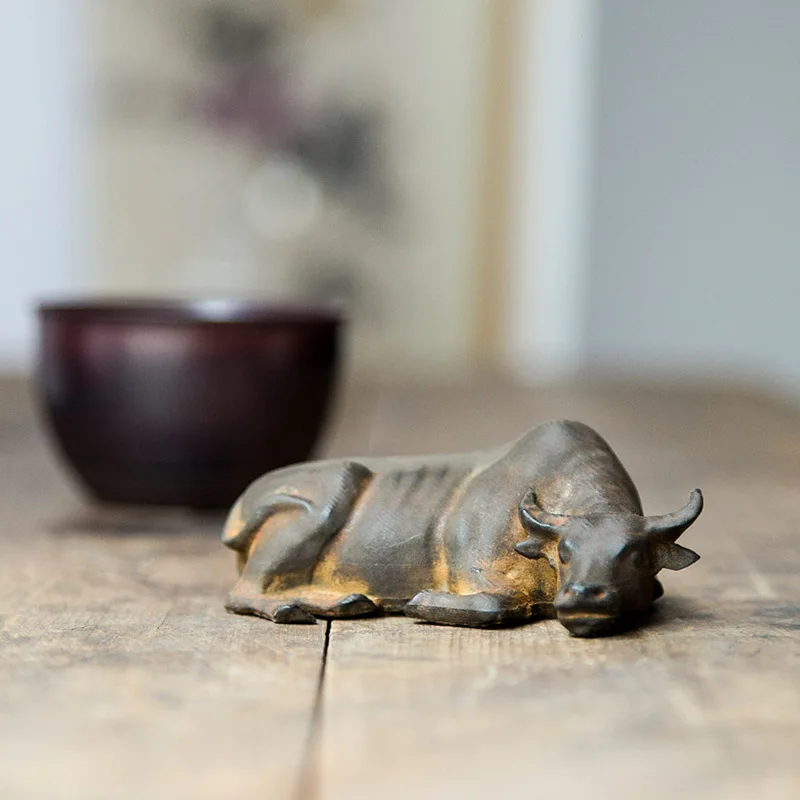 Creative Imitation Cast Iron Rust Buffalo Mini Small Ornaments Handmade Sculpture