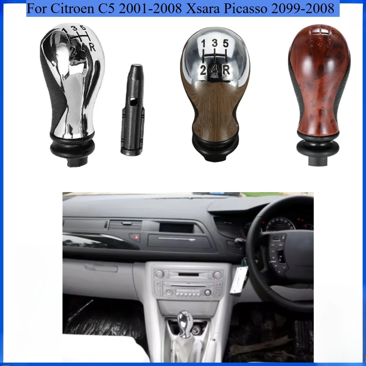 For Citroen C5 2001-2008 Xsara Picasso 2099-2008 Shift Handball Row Head Five Speed Manual Shift Knob for Manual Car Shift Knob.