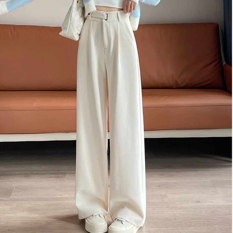 High Waist Corduroy Pants Women Korean Casual Fashion All Match Baggy Wide Leg Pant Female Fall Winter New Warm Trousers