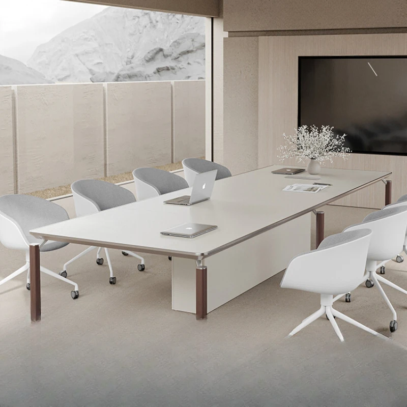 Small Conference Room Table and Chair Combination Simple Modern Light Luxury Long Table with 6 People and 8 Rectangular