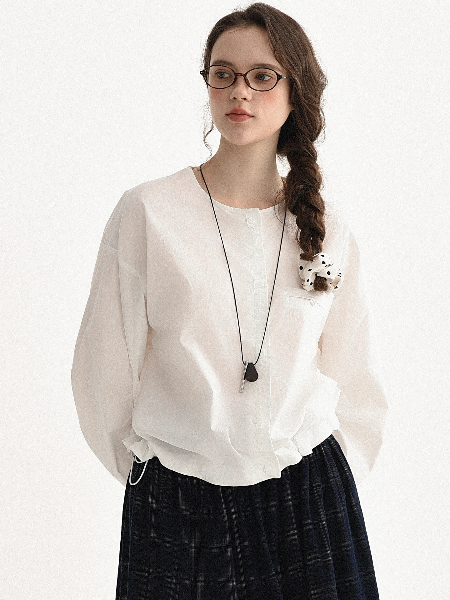 

Ele Lazy ternoon Pure Cotton Unique Beautiful irt Sle White Women High Class Faionable French Sle Loose Fit irt