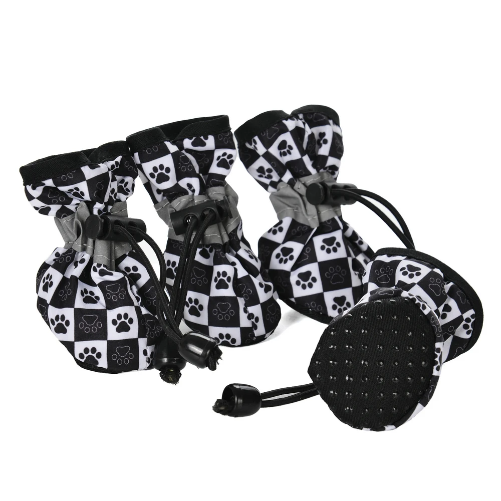 4pcs/set Winter Waterproof Dog Shoes Small Medium Dogs Soft Anti-slip Warm Adjustable Puppy Rain Boots Yorkshire Pug Supplies