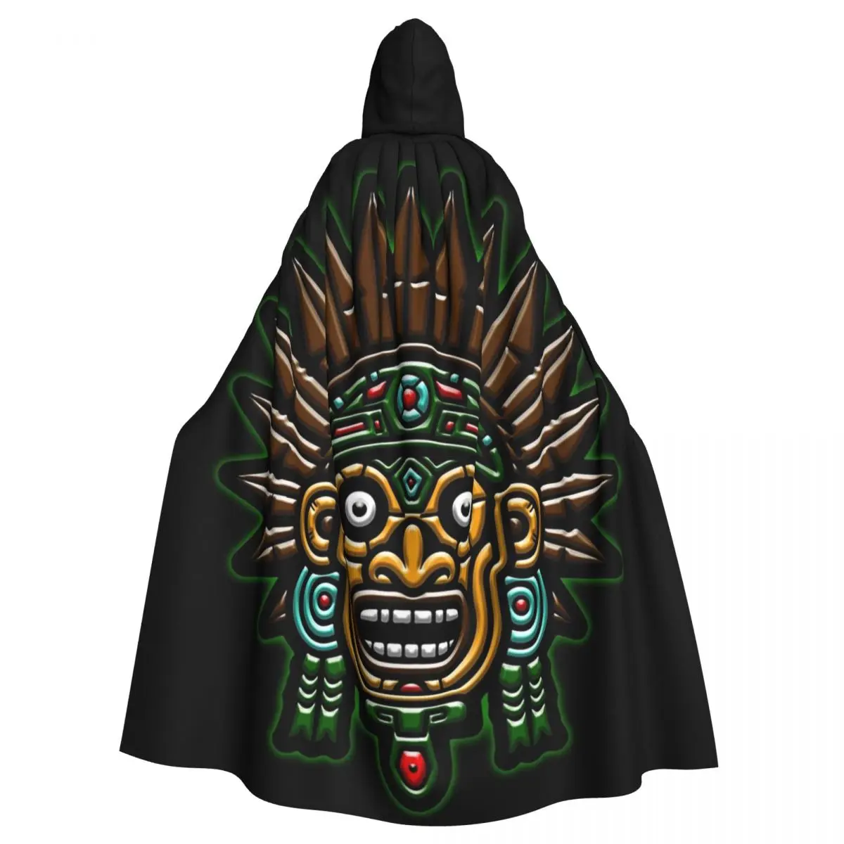 AZTEC Aztec Mask Face Long Hooded Cloak Witch Medieval Costume Cosplay Cape HalloweenVampire Adult Unisex