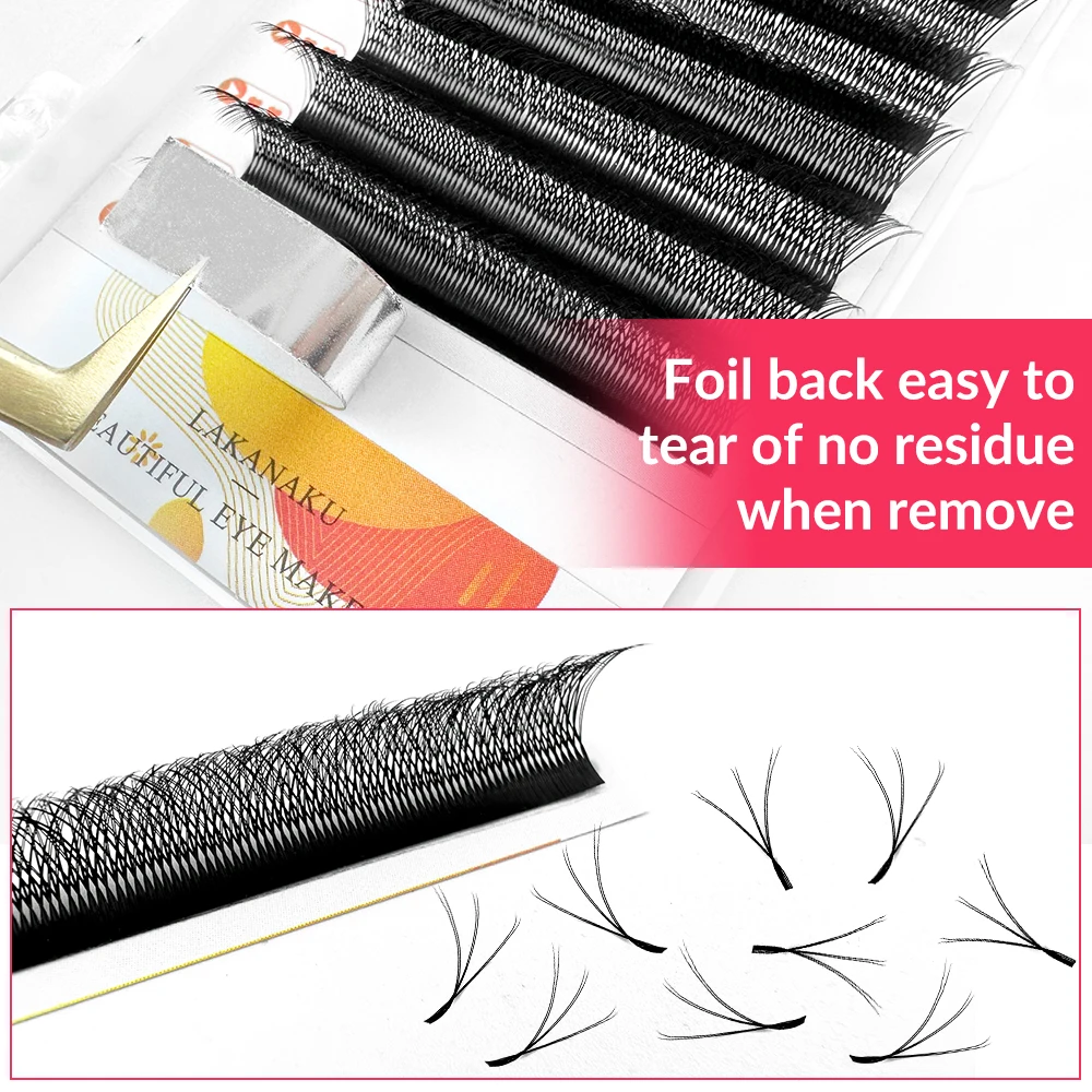 LAKANAKU 8D W Volume Fans Eyelashes New Style W Shaped Eyelashes Extension Faux Mink Easy Faning Lash Fluffy Cilios Supply