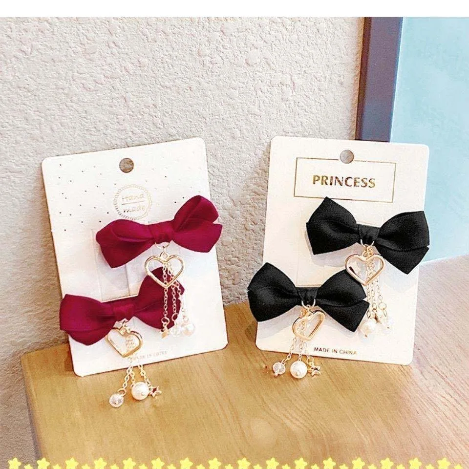 【1 pair】 bows girl metal hair clips Women's hair clip Accessories for hair bow ribbon hair clip Cute things Ribbon hairpin