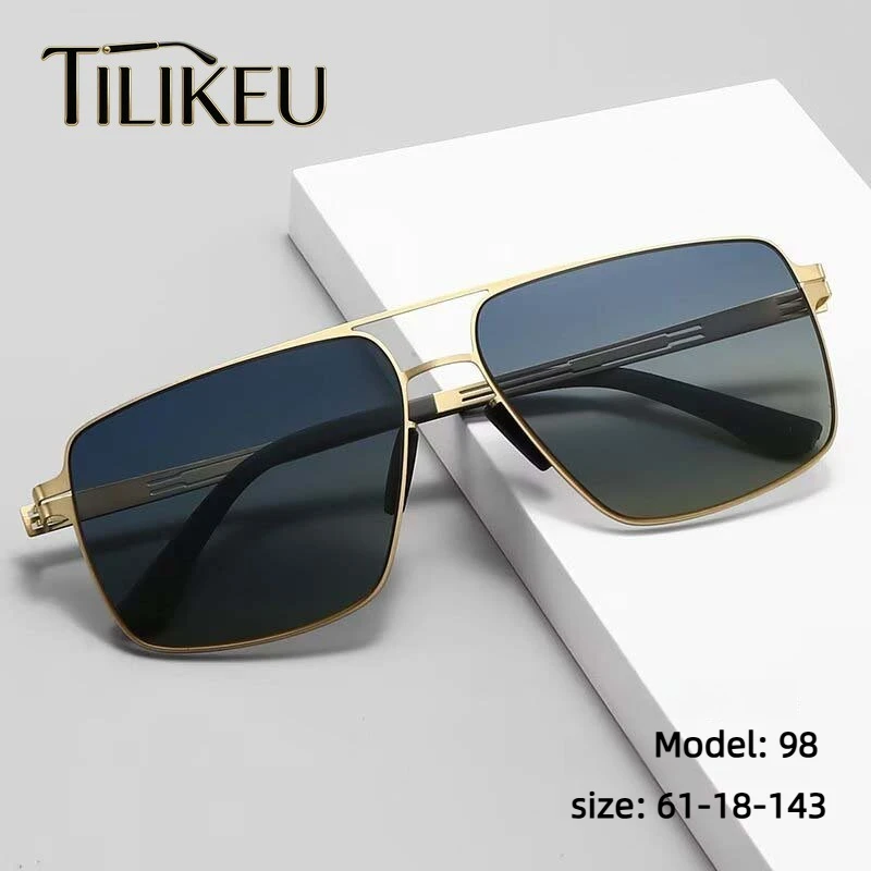 

German Ultralight Screwless Nylon Sunshade Driving Fishing Polarized Sunglasses Men Classic Pilot Double Bridge Sunglasses UV400
