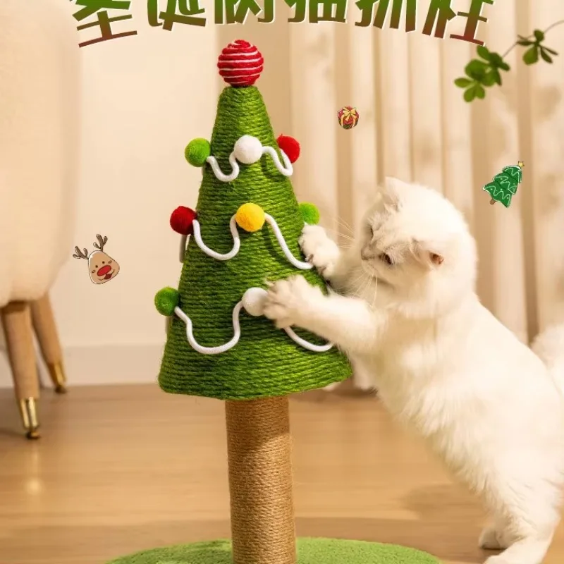 Small and Medium Cat Toys Integrated Fitness Wheel Frame Christmas Tree Style Cat Climbing Frame Sisal Cat Scratch Board