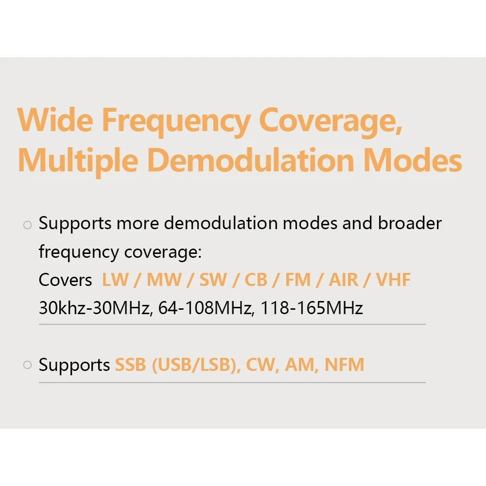 VHF Handheld Monitor Portable Shortwave Radio For Challenging Environments Black High Sensitivity RF Front-end