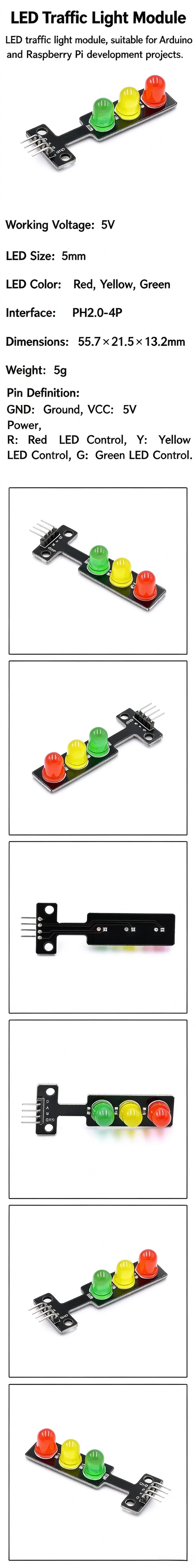 LED-Verkehrsampel-Modul 5V Rot-Grün Leuchtend Elektronische Lernbausteine Programmierung Einzel – Detail 2