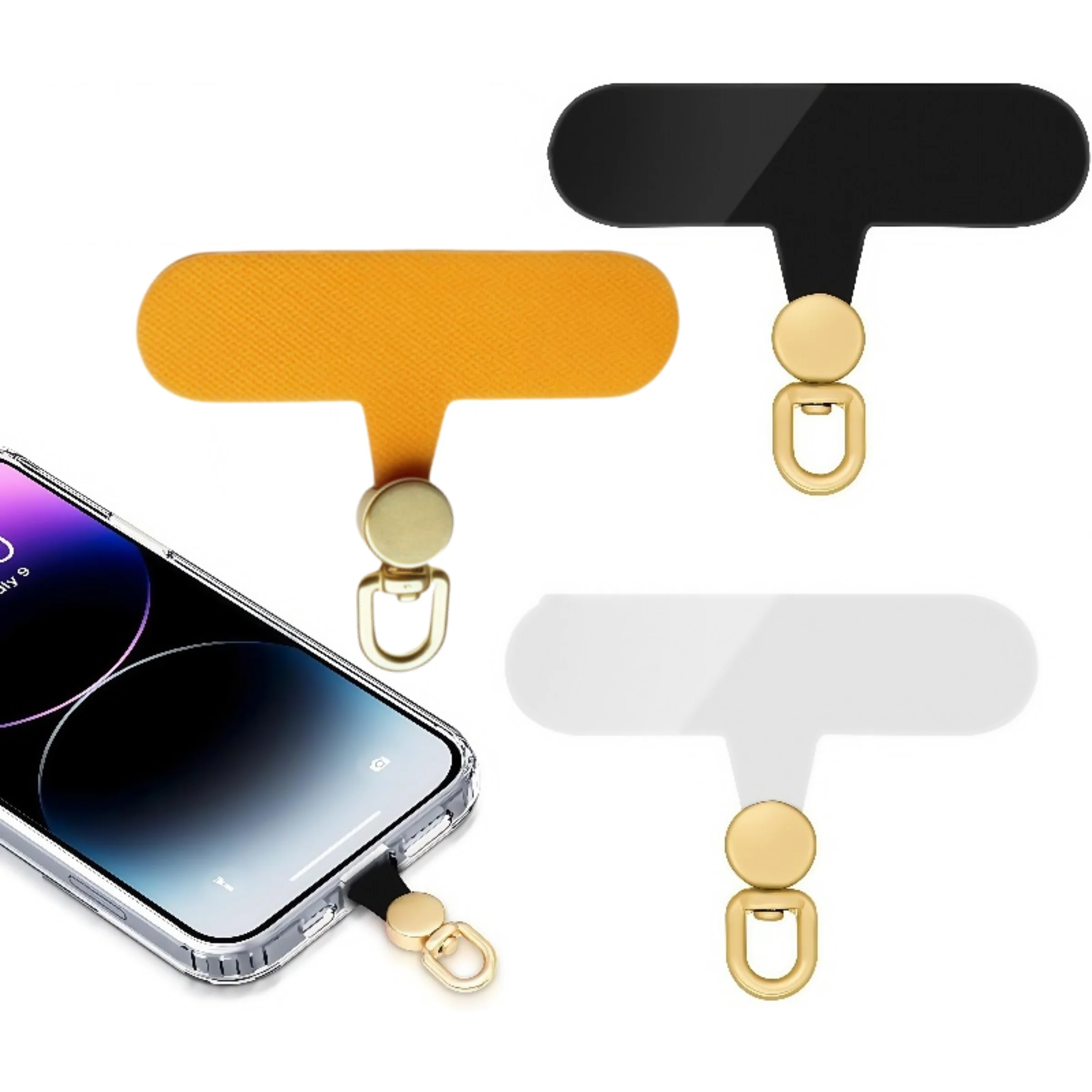 

6Pc 360° Rotatable Oval Watch Phone Pendant Pad, TPU Material, Anti-Lost Carabiner Clip, Back Patch Fixing Accessory for Phone L