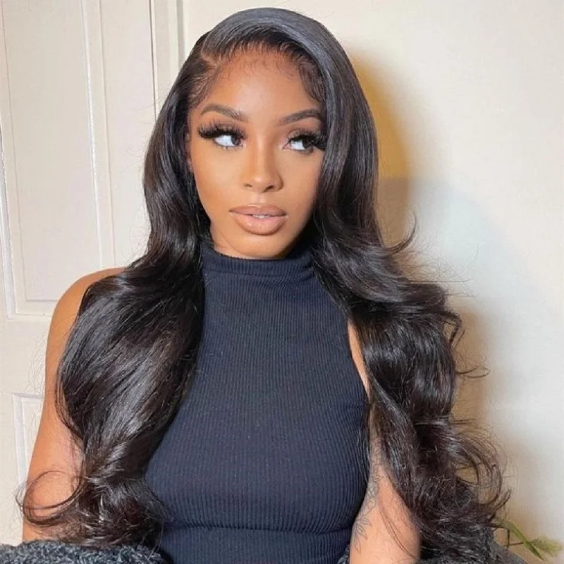 

200 Density Pre Plucked Bleached Knots Transparent Lace Frontal Wig 13x4 Lace Front Human Hair Wigs For Women Body Wave Lace Wig