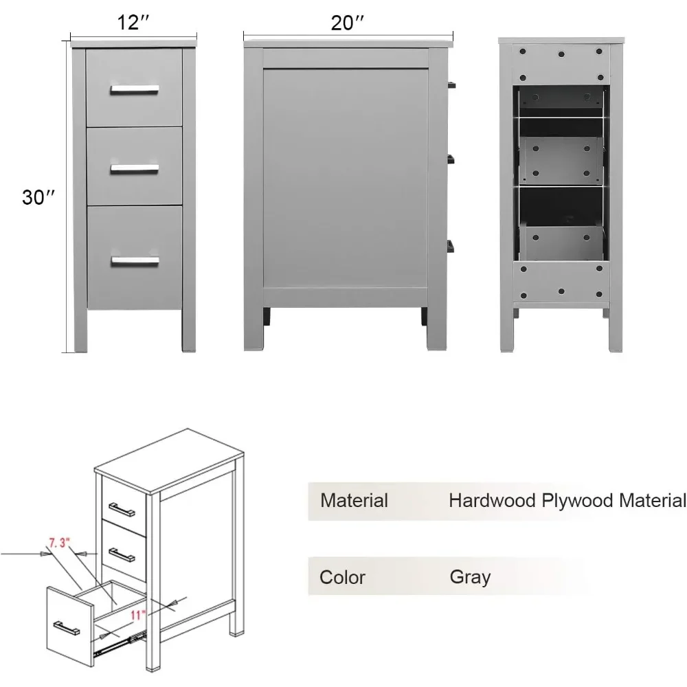 Lemari cermin, 48 "kamar mandi Vanity Sink Combo abu-abu dengan lemari samping Set Modern alas berdiri kayu, lemari cermin