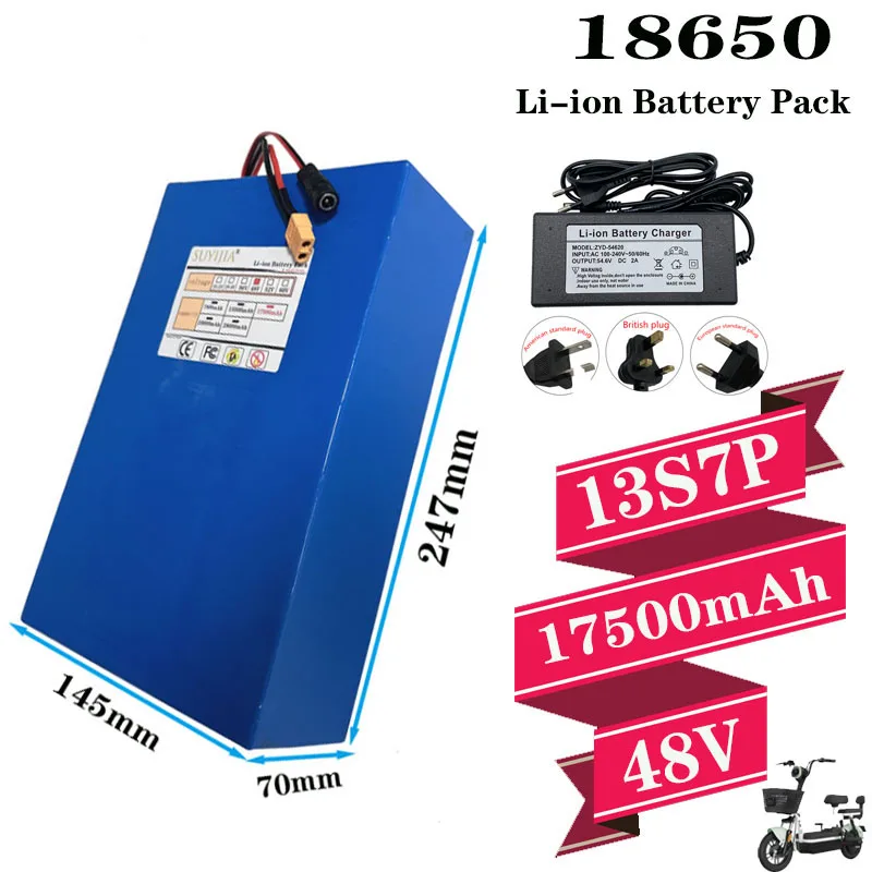 

Fast transport 48V 17.5Ah new full capacity 18650 lithium battery, lithium battery pack 13S7P, suitable for 250-1000W